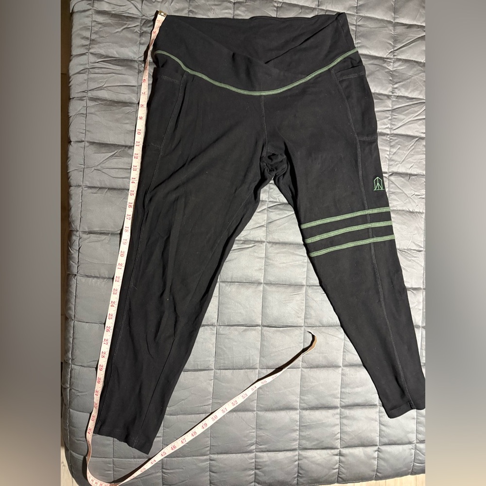 Coven Black Leggings with Green Stripes - Picture 2 of 9